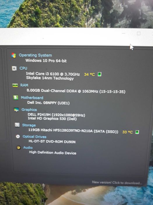 Unitate pc dell i3 gen6 ,8gb ddr4 ,ssd 128gb