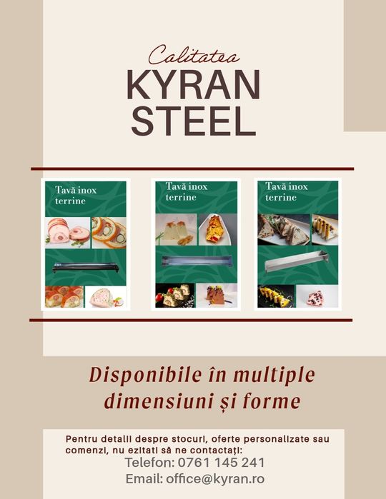 Tava inox terrine, Calitatea premium KYRAN STEEL, 33cm