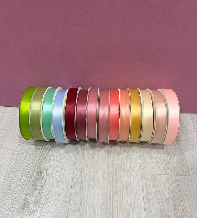 Атлас ленты  1 см, 2,5 см и 4 см по 100 ярдов