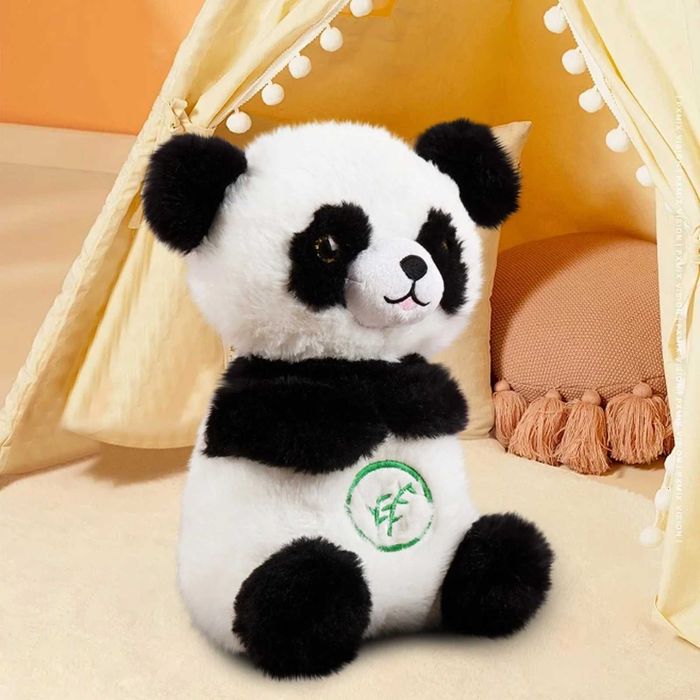 Плюшена дишаща Панда с нежна музика и мека светлина