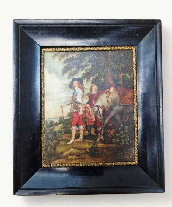 Litografie Carol I Stuart la vanatoare