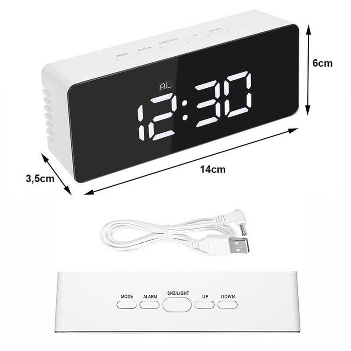 LED Алармен Часовник с Термометър и Огледало 4 в 1