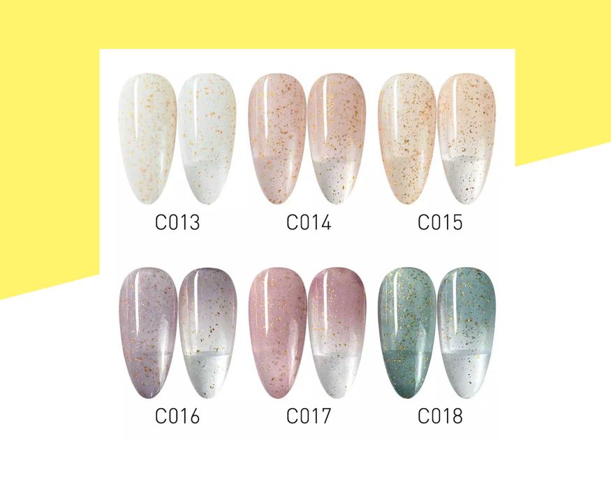 Професионален гел лак с частици намачкано златно фолио Canni - 16 мл.