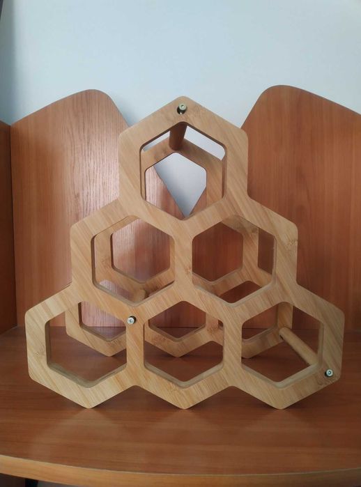 Стойка, поставка, етажерка за вино 6 бутилки 37х17,5х36 см. бамбук