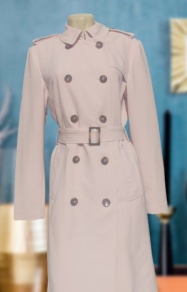 Trench Pardesiu  primavara H&M Roz pastel pudra M Midi
