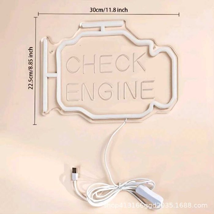 Reclama luminoasa LED Neon „Check Engine”