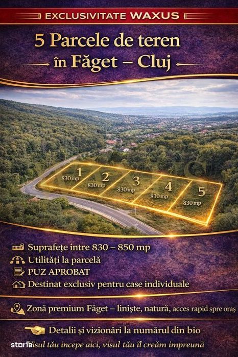 Proiect Exclusiv - 5 Parcele de Teren I PUZ Aprobat - Faget