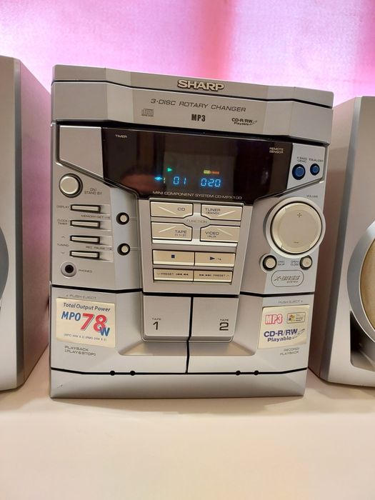 Combină audio Sharp MPX100H. CD/ MP3/ Tape / Tuner. Totul funcțional.