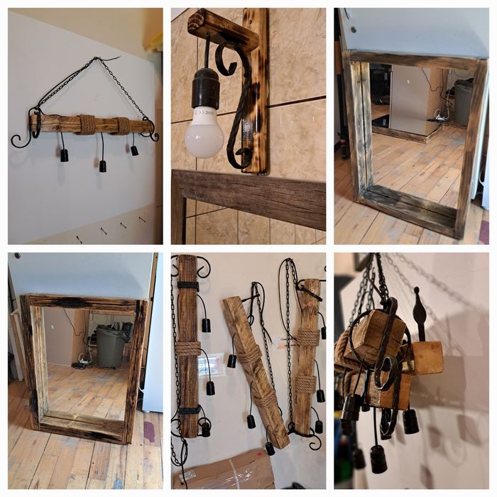 LUSTRE si OGLINZI  RUSTICE Hand Made, terase, foisoare, cabane