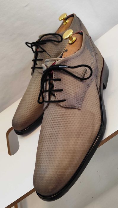 Pantofi derby 43 premium Bugatti piele naturala embosata camel