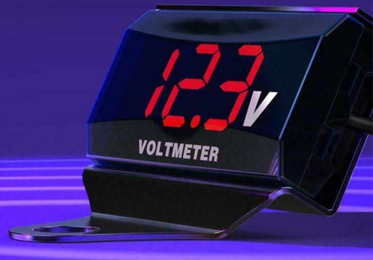 Voltmetru 8V ~ 16V 3 cifre LED ROSU baterie motocicleta cu suport NOU!