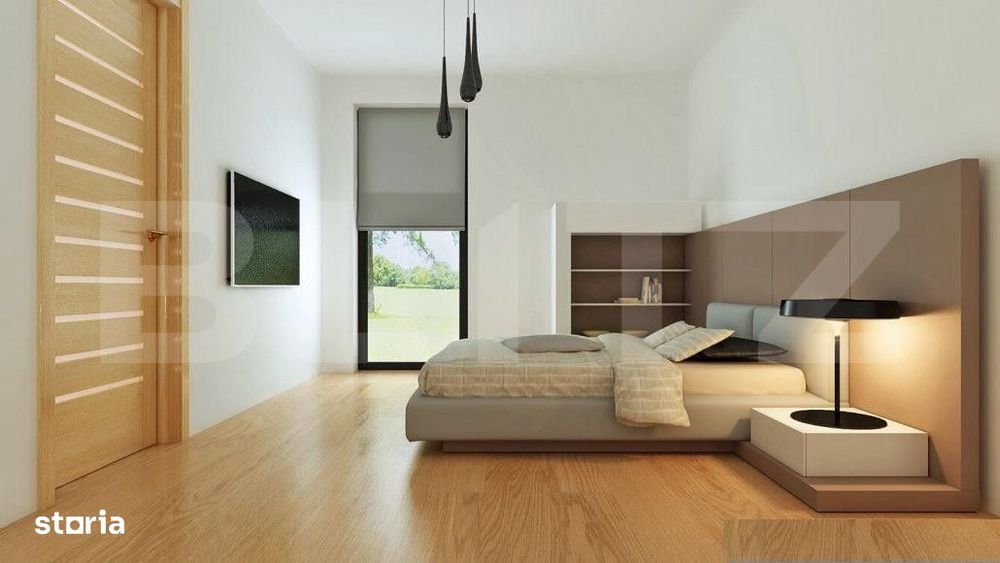 Casa noua mediteraneana, 3 camere, 105 mp utili, teren 630 mp, drum pr