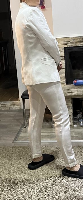 Zara costum sacou pantaloni alb S/M