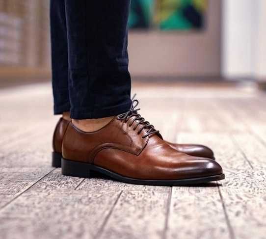 Pantofi derby 42.5 43 plain toe JOOP ! piele naturala moale maro