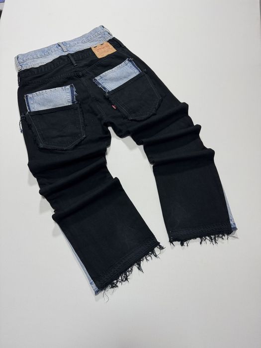 Blugi reworked Y2K levi’s double wasit flared black & blue