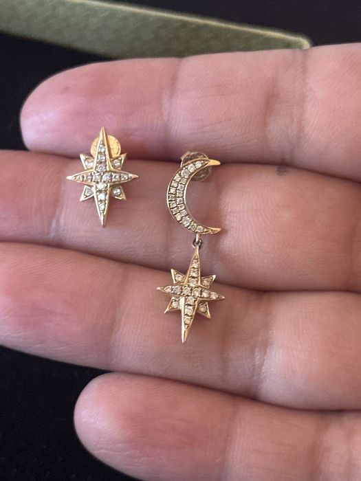 Золотые серёжки с приллиантами 750 пробы