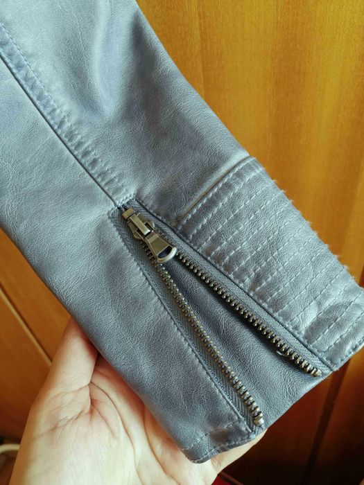 Синьо кожено яке, без забележки , размер 38