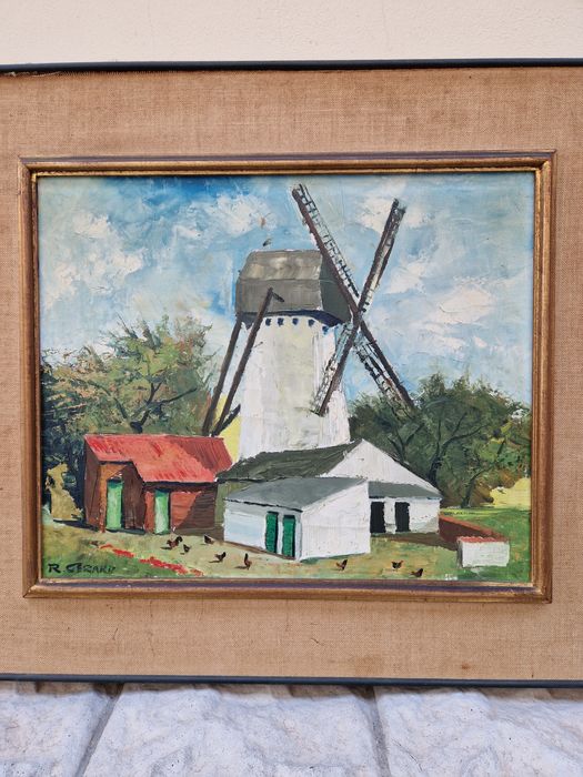 Красива антикварна холандска авторска картина масло върху платно