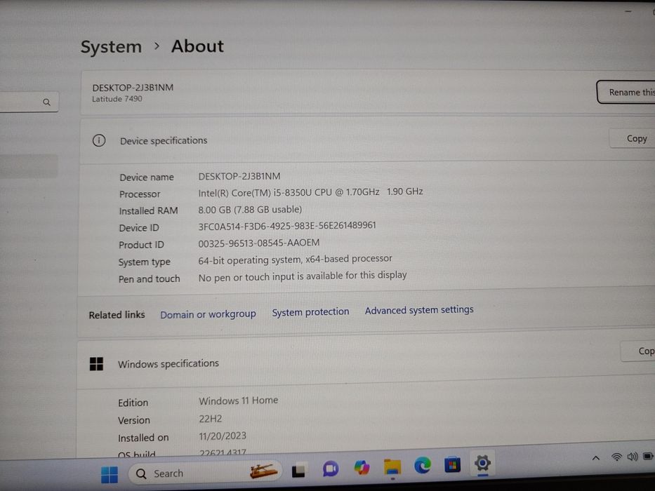 Dell latitude 7490, i5 vpro 8350u, 8gb ram ddr4, 256gb ssd, windows 11