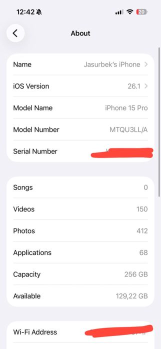 Iphone 15 pro LL/A 256gb ideal 639 у.е.