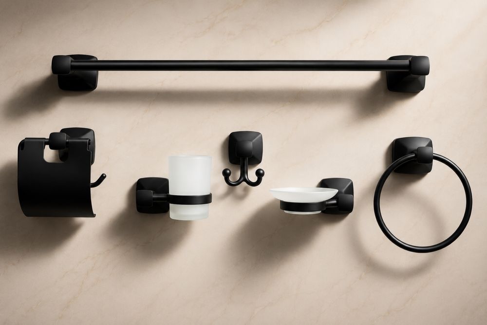 Premium 6li sanuzel aksessuar nabori Matte Black
