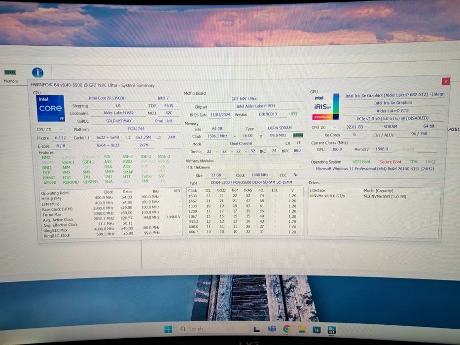 MiniPC NPC-Ultra i9-12900H 64gb DDR4 Windows 11 Pro