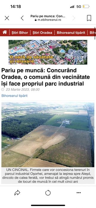 Teren Oșorhei in spate la Parcul Industrial,  lângă Centura Oșorhei