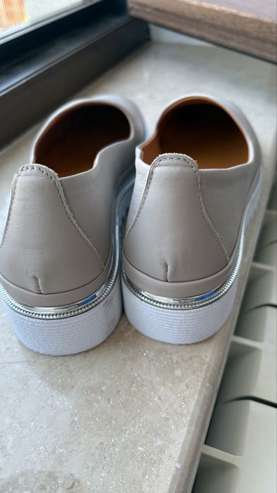 Pantofi NOI Flavia Passini Italia  loafer piele naturala bej grej  36