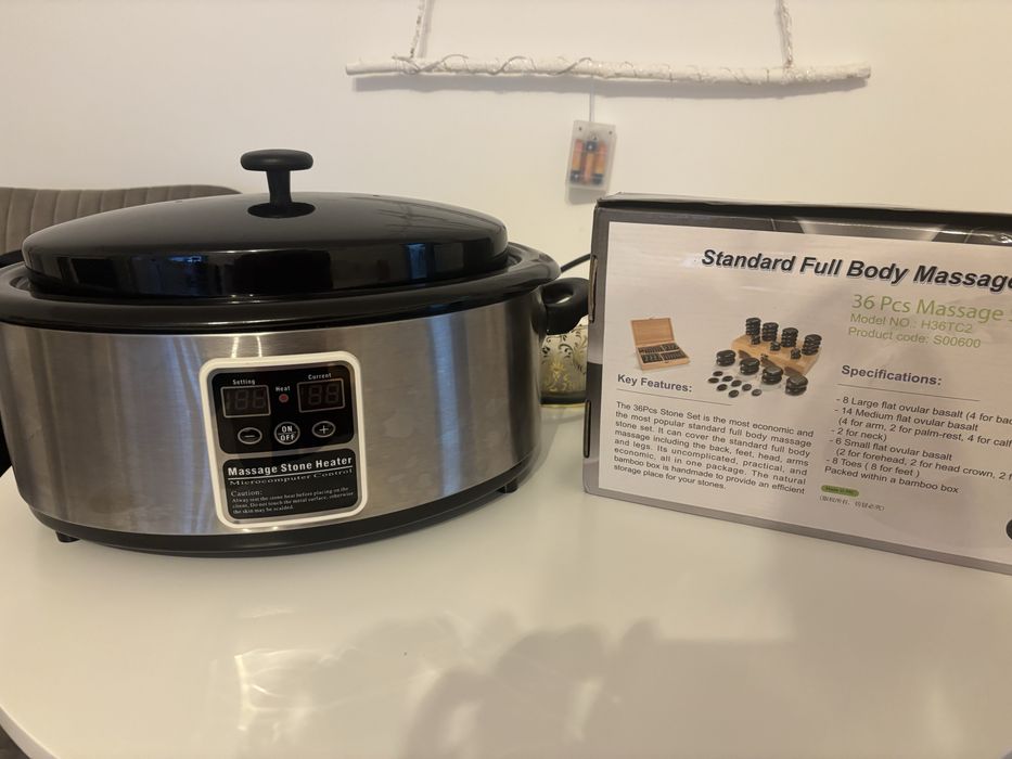 Set 36 pietre vulcanice masaj plus incalzitor