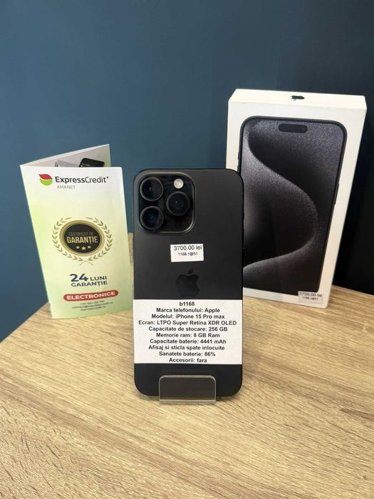 (AG51) Apple iPhone 15 Pro Max 256Gb b1168 - Garantie 2 ani!