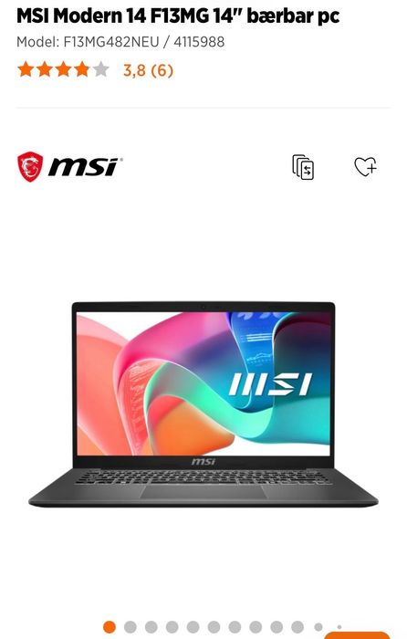 NVand leptop msi moder 14 i3