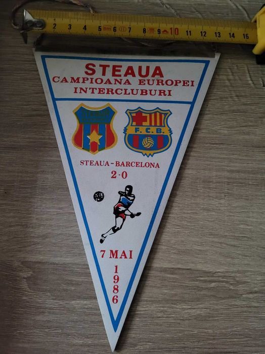 Fanion Steaua Bucuresti vs. Barcelona - finala Sevilla 1986 (legendar)