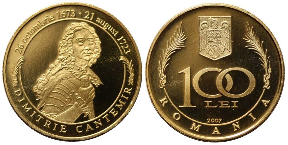 Moneda BNR 100 lei aur Dimitrie Cantemir gradata NGC PF 69 UC