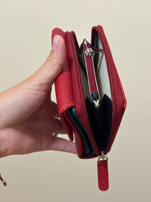 Червено портмоне естествена кожа
