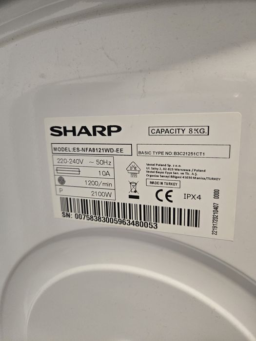 Пералня Sharp ES-NFA8121WD-EE, 8 кг, 1200 об/мин за части