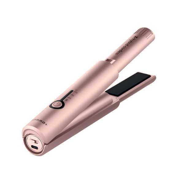Gamma+ X-Hybrid – Безкабелна минипреса за коса в розово злато