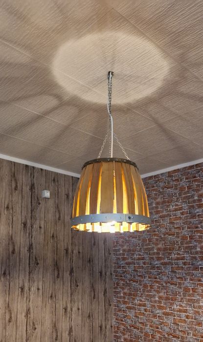 Candelabru lemn rustic industrial