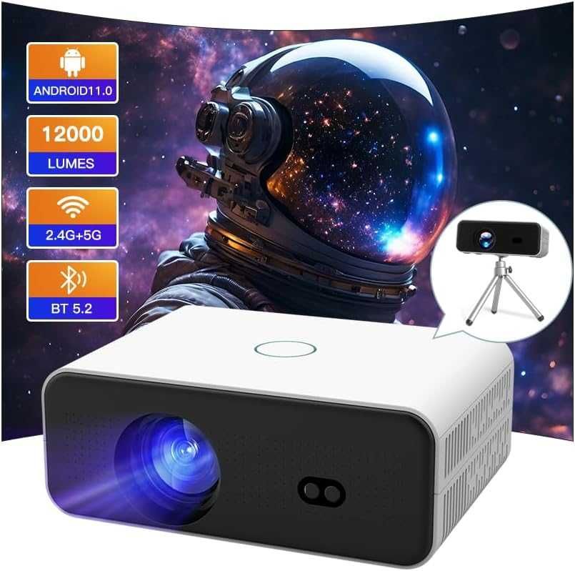 4K LED проектор LYNCAST с WIFI и Bluetooth Вграден Android TV 11 гр ...
