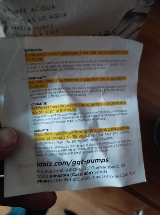 Pompa apa  Seat Cordoba și altele