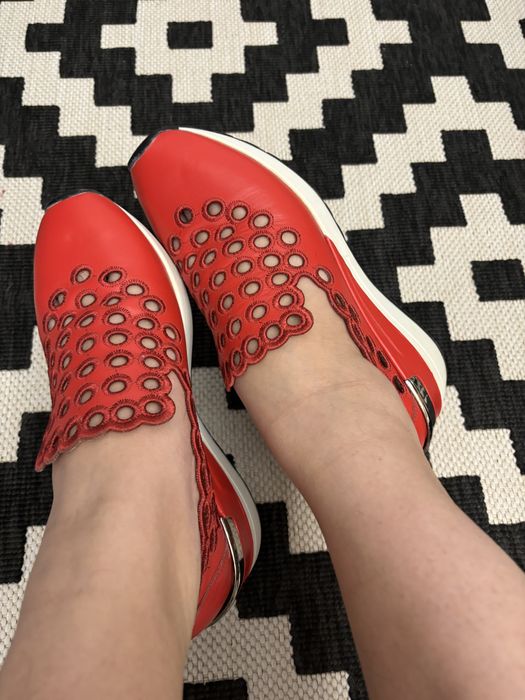 Кожаные красные лоферы