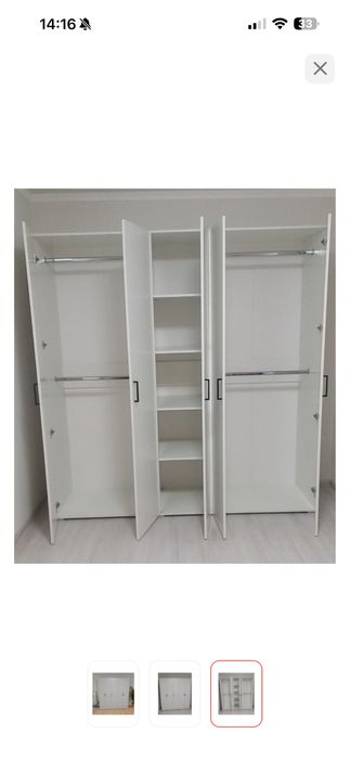 Распашной шкаф 200×207х52 см, белый