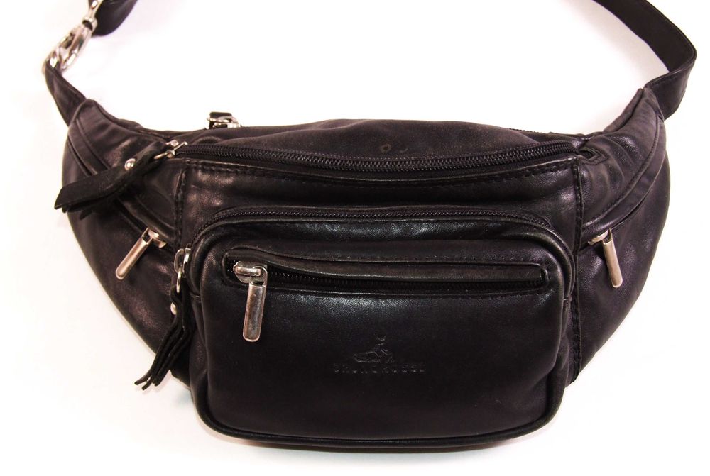 Borseta de brâu BRUNO ROSSI, 6 buzunare, piele naturala, NOUA