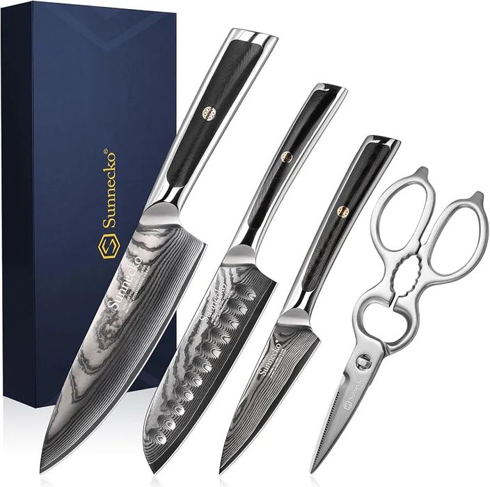Sunnecko 4 pcs Damascus Kitchen Knife Set Professional Knife Set
