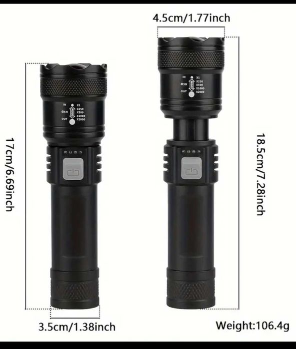 Мощно XHP50 LED фенерче Вградена батерия Презареждаема фенерче