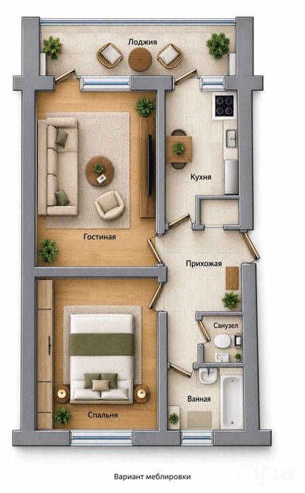 Продам 2-комнатную квартиру в центре, 77-серия