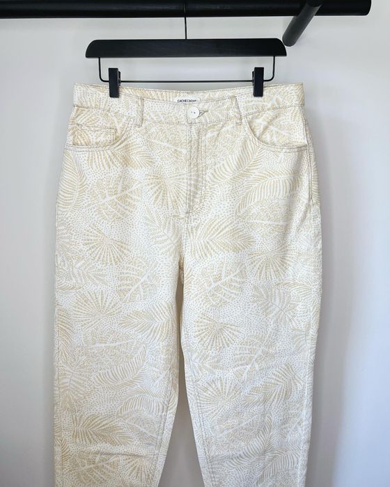 Бели дънки със златист принт Cache Cache