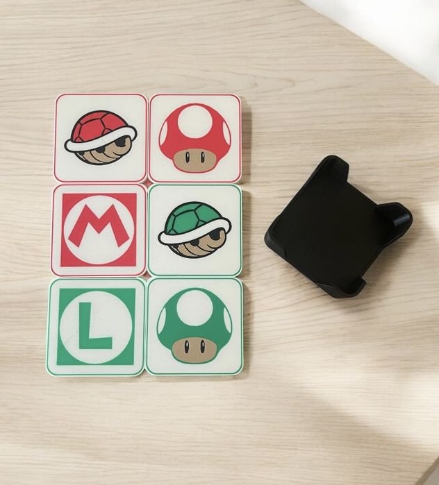 Комплект 6 броя подложки за чаши (coaster) Super Mario/ Luigi сет