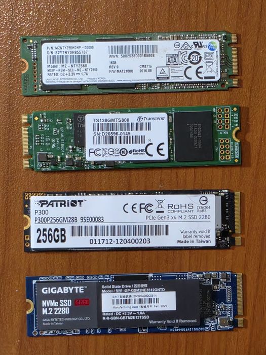 SSD NVMe 128/256/512GB.