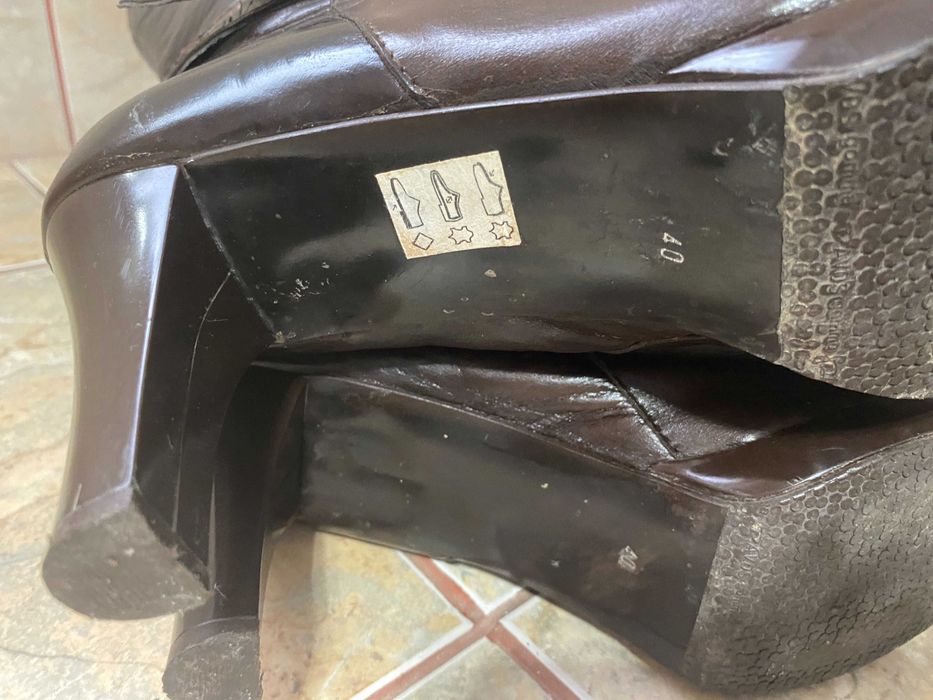 Cizme piele naturala, marime 40, toc 8,5cm, maro