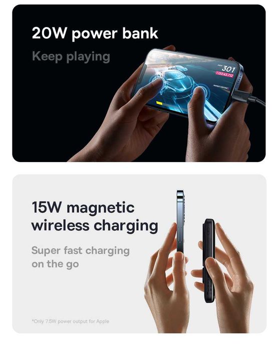 Baseus Power Bank Magnetic Wireless 10000mAh PD-20W For iPhone 15 16